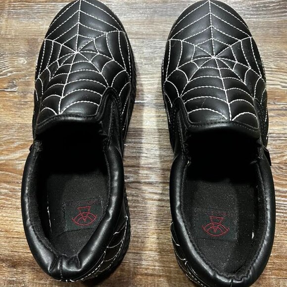 Black Spider Web Design Loafers - Picture 1 of 5